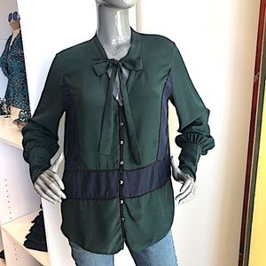 ELIZABETH and JAMES Color-Blocked Silk Button Up Blouse EUC/sz: XS